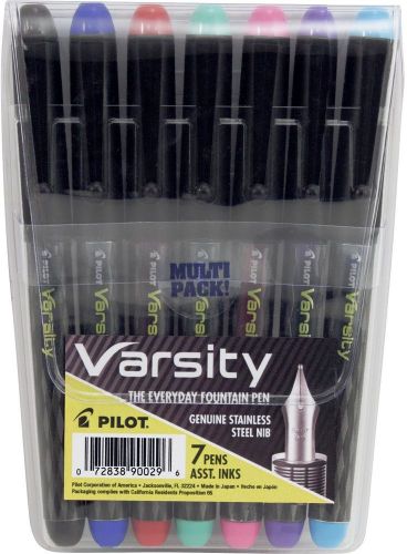 NEW Pilot Varsity Disposable Fountain Pens, 7-Pack Pouch, Assorted Color Inks