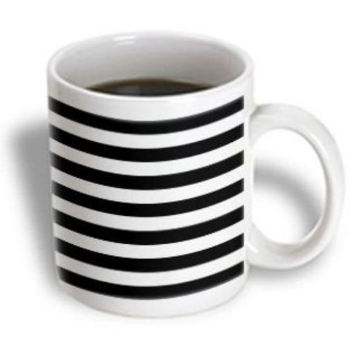 3dRose mug_56663_2 Stylish Contemporary Stripes-Black and White Striped Pattern