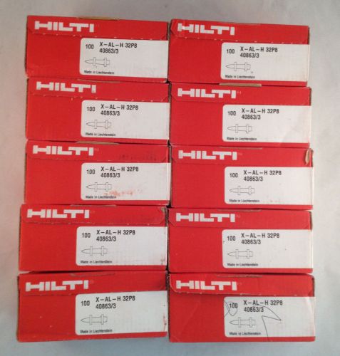 Lot of 10 Boxes of 100 Hilti Rivets X-AL-H 32P8 40863/3