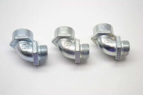 LOT 3 THOMAS&amp;BETTS 1/2IN NPT THREADED 90DEGREE CONDUIT CONNECTOR FITTING B409711