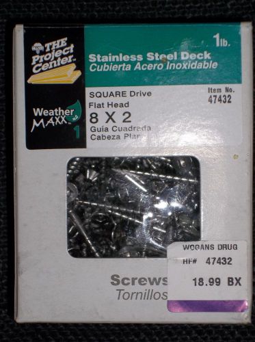 1#  8 x 2&#034;  stainless steel deck screws # 2 square drive flat head for sale