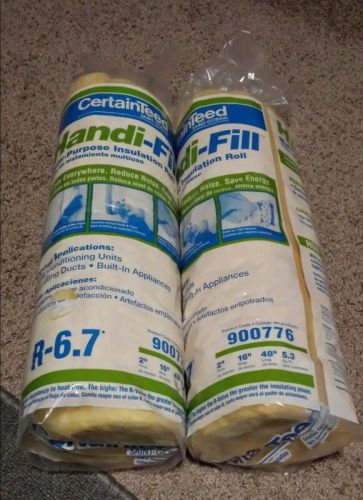 2 packs certainteed handi-fill  2 x 16 x 48&#034; r-6.7 multi-purpose insulation roll for sale