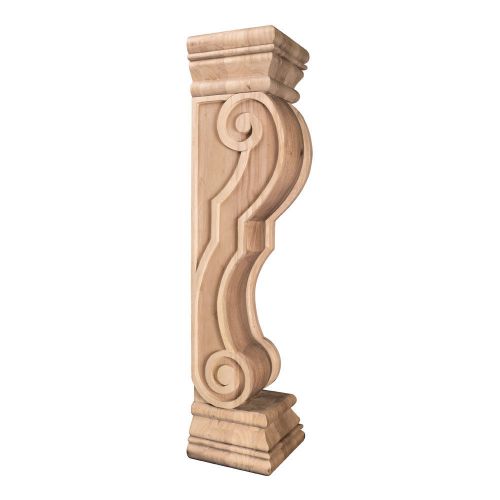 One- Alder Wood-  Rounded Trad. Wood Fireplace /Mantel Corbels-  8&#034; X 8&#034; X 36&#034;
