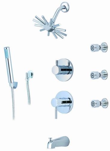 4-way Shower Faucet with 3 Body Sprays, Showerhead, Handshower, Spout   SB20T