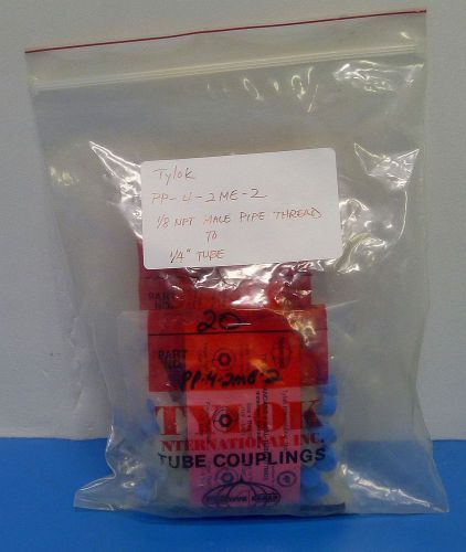 Lot of 35 tylok pp-4-2me-2 coupling tube: 1/8&#034; npt male pipe thread to 1/4&#034; tube for sale