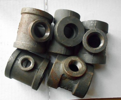 ASSORTED LOT 5 Pieces New, Black Malleable Pipe Fitting Tee Reducing