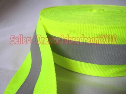 Reflective lime yellow gray tape  sew on 1&#034; trim fabric material 6m = 20 feet for sale