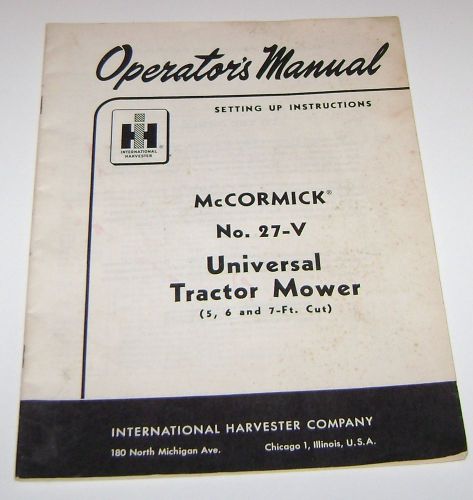 Manual McCormick No 27-V Universal Tractor Mower setting up instructions