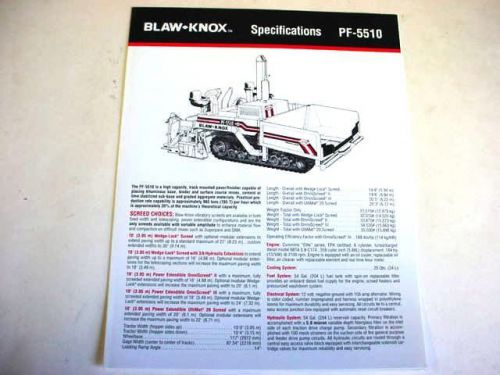 Blaw-Knox PF-5510 Paving Machine Color Brochure