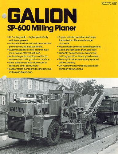 GALLION/DRESSER SP-600 MILLING PLANER  BROCHURE 1984
