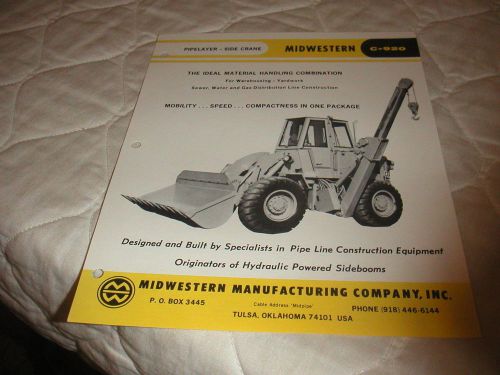 1970&#039;s MIDWESTERN PIPELAYER FOR CATERPILLAR 920 WHEEL LOADER SALES BROCHURE