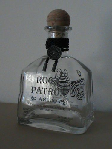 ROCA PATRON ANEJO Tequila 750 ml empty clear glass bottle collect cork certified
