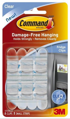 NEW PACK OF 4 3M COMMAND 17210CLR CLEAR FRIDGE 6 CLIPS 8 SMALL STRIPS