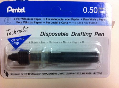 Black Pentel .50mm (ISO) Ceramic Tip CPV Disposable Drafting Pen for Plotter
