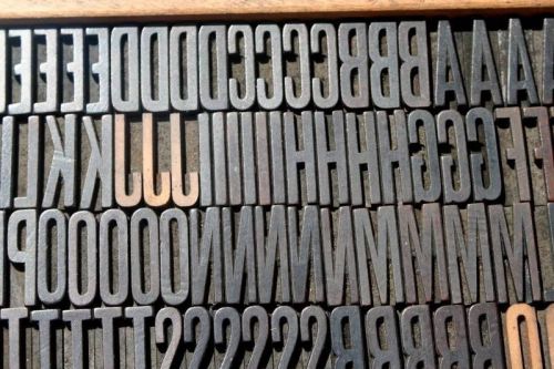 100pc Old Letterpress Printers Wood Type Gothic Special Uppercase Sans Serif