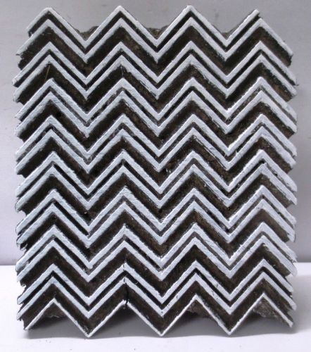 INDIAN WOODEN CARVED TEXTILE STAMP FABRIC PRINTING BLOCK ZIG ZAG CHEVRON PRINT