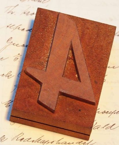 number: 4 rare unused wood type letterpress printing block woodtype font antique