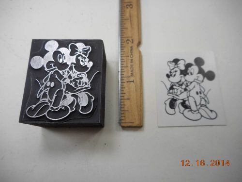 Letterpress Printing Printers Block, Mickey Mouse Dancing w Minnie Mouse