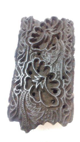 Vintage old deep inlay hand carved blossom unique textile printing block/stamp for sale