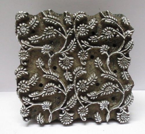 INDIAN WOODEN HAND CARVED TEXTILE PRINTING ON FABRIC BLOCK / STAMP DESIGN HOT 17