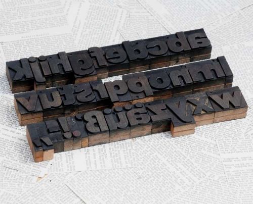 a-z alphabet 1.42&#034; letterpress wooden printing blocks wood type Vintage chic