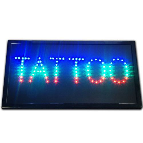 NEW Bright TATTOO shop LED Sign neon store color 24 x 13&#034; Display light Animated