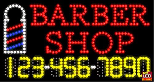 17&#034;x31&#034; Custom Animated Barber Shop LED Sign with Phone