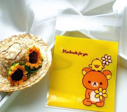 100Pcs Self Adhesive Resealable Plastic Baking Bags Packing Candy bag Bear&amp;Bird