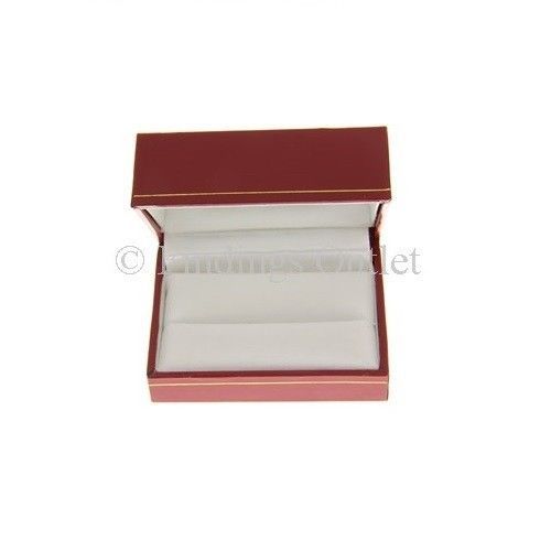 Classic Rectangular Style Leatherette Jewelry Double Ring Boxes - 1 Dozen