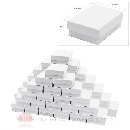 50 white gloss cotton filled jewelry gift boxes 3 1/4&#034; x 2 1/4&#034; for sale