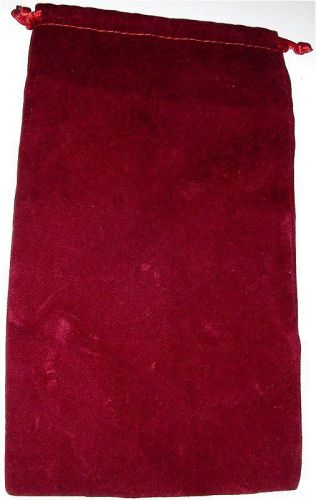 Red Velvety (outside) Pull-String Pouch (Bag). Measured Flat: 8-1/2&#034;(L) x 5&#034;(W).