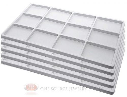 5 White Insert Tray Liners W/ 12 Compartments Drawer Organizer Jewelry Displays