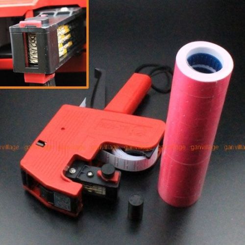 8 digits red price tag gun labeler labeller + 5000 rose red labels + 2 inks new for sale