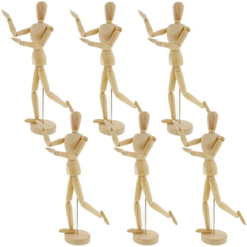 US Art Supply 16&#034; Male Manikin Set of 6 Wooden Art Mannequin Figure