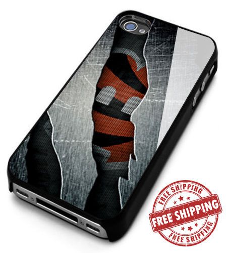 Cincinnati Bengals Slash NFL Logo iPhone 4/4s/5/5s/5c/6 Black Hard Case