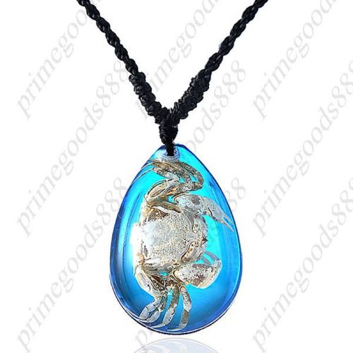 Deal crystal amber necklace neck chain crab pendants jewelry small free shipping for sale