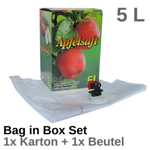Bag in Box SET - 1pc cardboard &amp; 1pc bag 5 liter bag-in-box - apple juice
