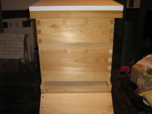 Pine double box 10 frame beehive on stand one deep box and one medium box