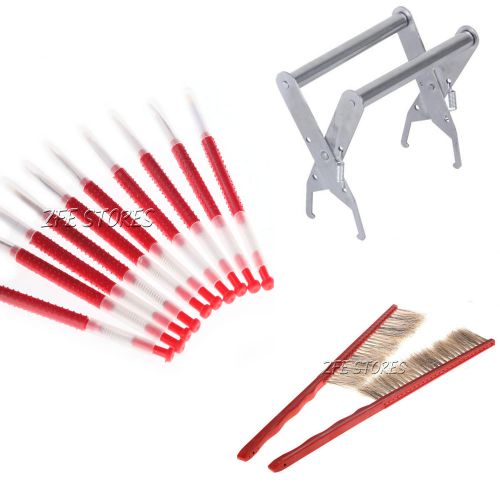 10pcs Beekeepers Grafting Tool+2pcs Beekeeping Brushes+1pc Bee Hive Frame Holder