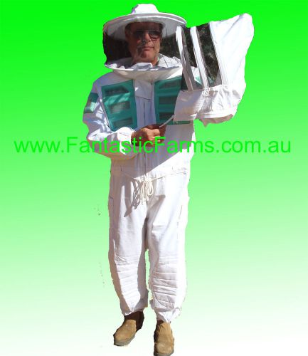 Bee Suit XL SIZE Professional HD Ventilated Beekeeping Overalls with 2 Veils.