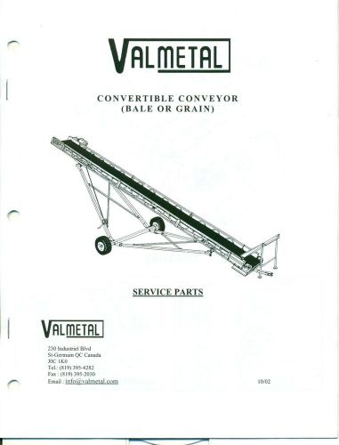VALMETAL Convertible Conveyor (Bale or Grain) SERVICE PARTS  (AO-8)