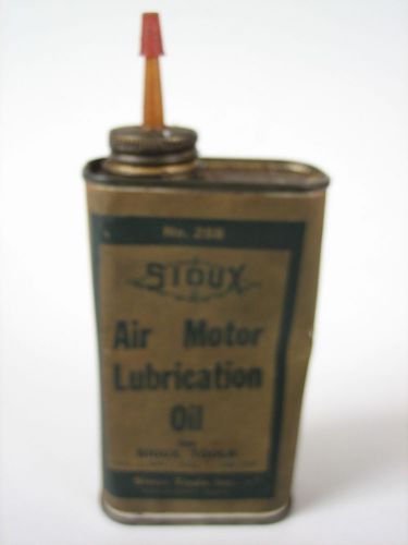 VINTAGE SIOUX AIR MOTOR LUBRICATION OIL FOR SIOUX TOOLS TIN CAN WITH PAPER LABEL