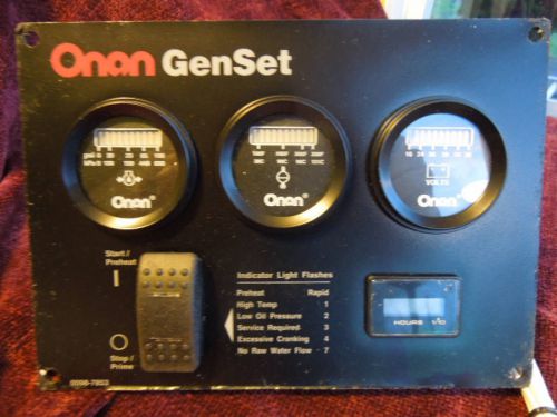 Cummins Onan GenSet Remote Switch Hour Volt Temp PSI Gauges Panel 0098-7853