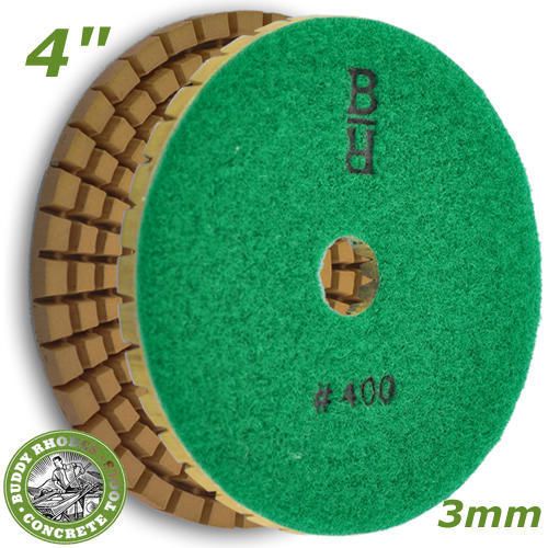 Buddy rhodes 4&#034; 400 grit 3mm thick wet concrete countertop diamond polishing pad for sale