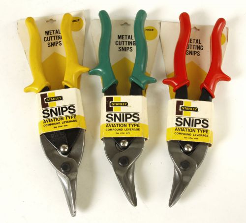 3 NEW STANLEY AVIATION SNIPS COMPOUND LEVERAGE LEFT RIGHT STRAIGHT MADE USA NIB