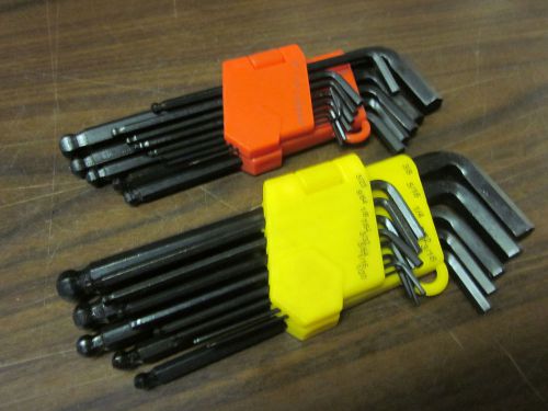26pc allen ball point end long arm hex key wrench set sae / mm 1.27-10 3/8&#034; 1/20 for sale