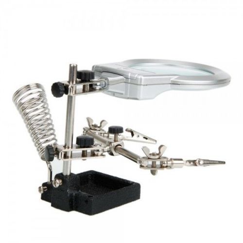 Helping Magnifier LED Light Soldering Iron Stand Alligator Clip Tool Magnifier
