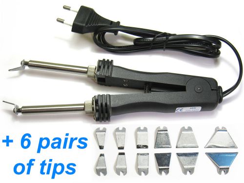 Smd hot tweezer eu 230v + set 6 tips dual soldering desoldering iron twin solder for sale