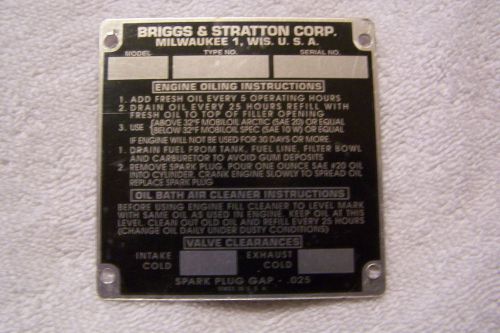 Antique Briggs and Stratton I. D. Tag  SALE !
