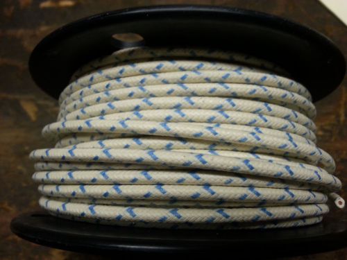 Cloth Covered Primary Wire  16 gauge White w/ Blue